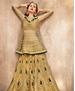 Picture of Good Looking Golden With Green Wedding Salwar Kameez