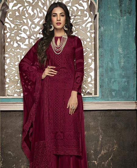 Picture of Graceful Maroon Straight Cut Salwar Kameez