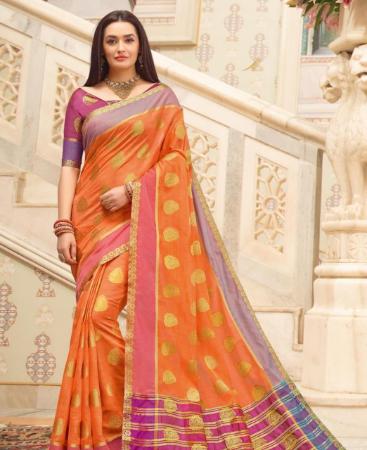 Picture of Good Looking Orange Casual Saree