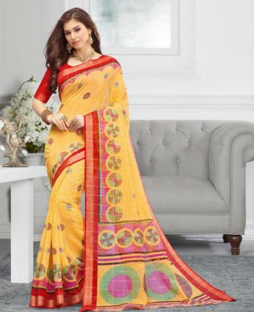 Picture of Well Formed Yellow Casual Saree