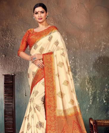 Picture of Delightful Off White Casual Saree