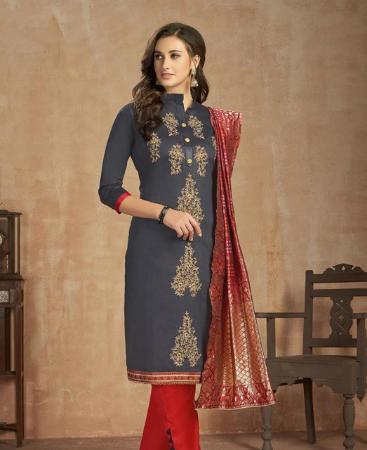 Picture of Bewitching Dark Grey Cotton Salwar Kameez