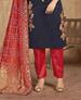 Picture of Enticing Navy Blue Cotton Salwar Kameez