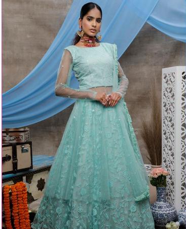 Picture of Elegant Mint Green Party Wear Gown