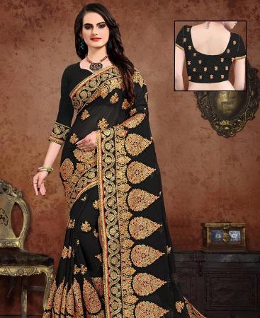 Picture of Enticing Black Georgette Saree