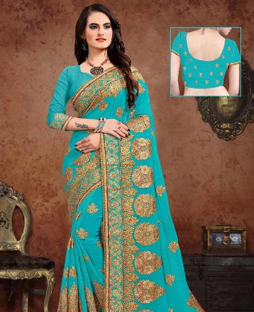 Picture of Elegant Blue Georgette Saree