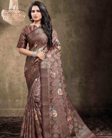 Picture of Statuesque Brown Georgette Saree