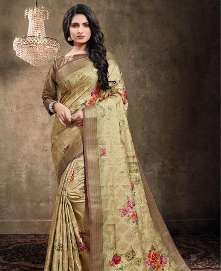 Picture of Charming Golden Georgette Saree