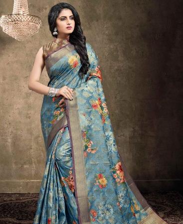 Picture of Superb Blue Georgette Saree