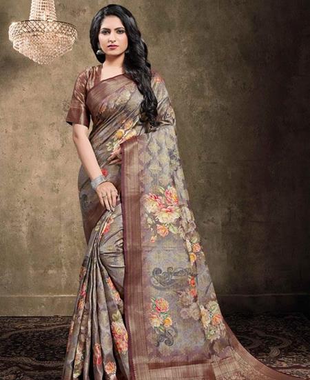 Picture of Sightly Brown Georgette Saree