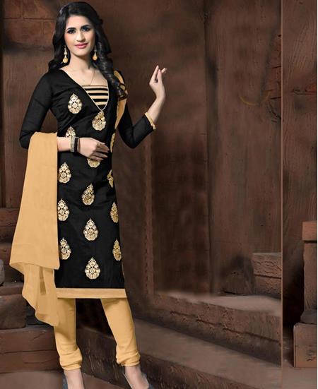 Picture of Beautiful Black Cotton Salwar Kameez