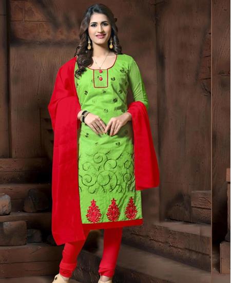 Picture of Bewitching Green Cotton Salwar Kameez