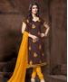 Picture of Exquisite Brown Cotton Salwar Kameez