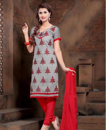 Picture of Ravishing Grey Cotton Salwar Kameez