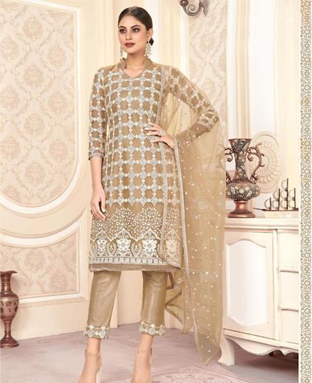 Picture of Beauteous Beige Straight Cut Salwar Kameez