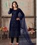 Picture of Magnificent Navy Blue Straight Cut Salwar Kameez