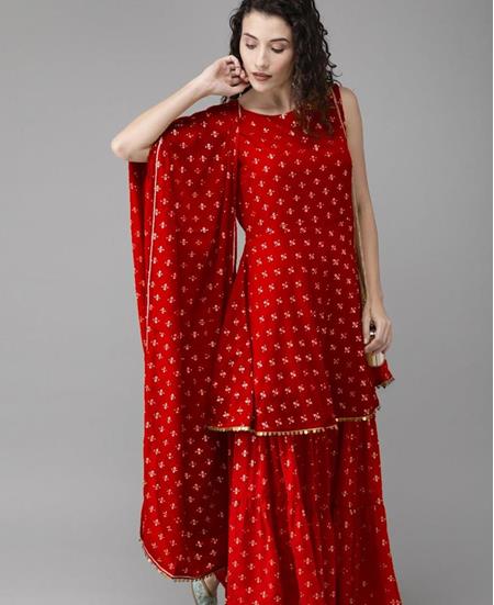 Picture of Bewitching Red Readymade Salwar Kameez
