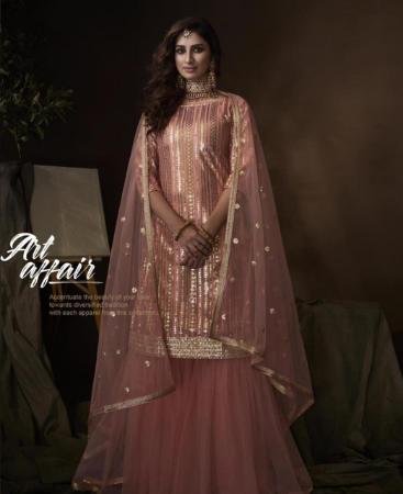 Picture of Appealing Peach Straight Cut Salwar Kameez