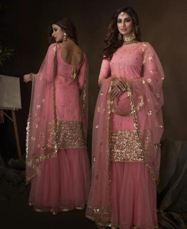 Picture of Resplendent Pink Straight Cut Salwar Kameez