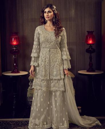 Picture of Charming Beige Straight Cut Salwar Kameez