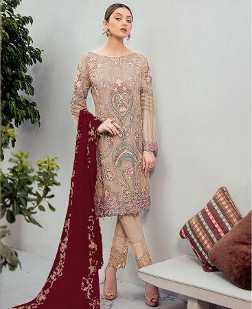 Picture of Magnificent Beige Straight Cut Salwar Kameez