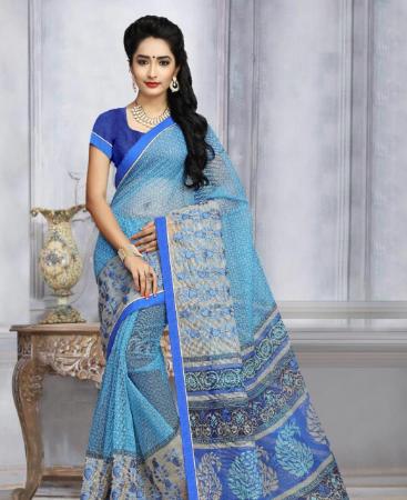 Picture of Delightful Sky Blue Casual Saree