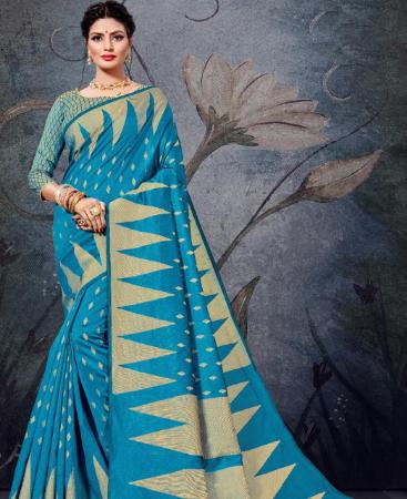 Picture of Well Formed Sky Blue Casual Saree