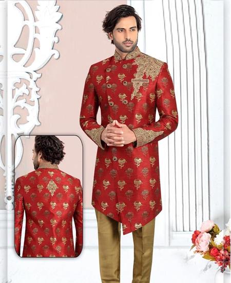 Picture of Stunning Maroon Sherwani