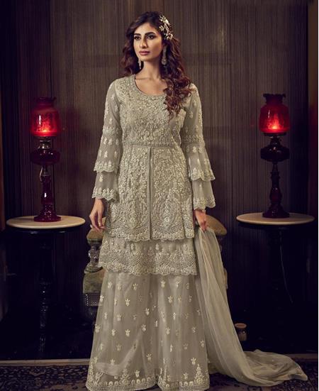 Picture of Charming Beige Straight Cut Salwar Kameez