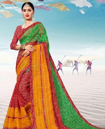 Picture of Charming Red & Green Casual Saree