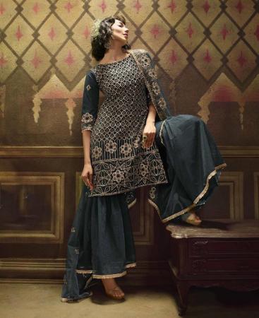 Picture of Comely Dark Grey Straight Cut Salwar Kameez