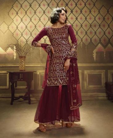 Picture of Radiant Maroon Straight Cut Salwar Kameez