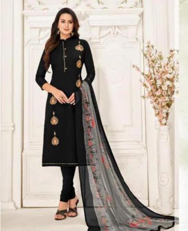 Picture of Excellent Black Cotton Salwar Kameez