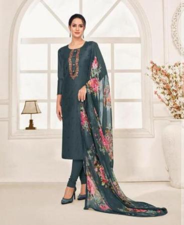 Picture of Ravishing Grey Cotton Salwar Kameez