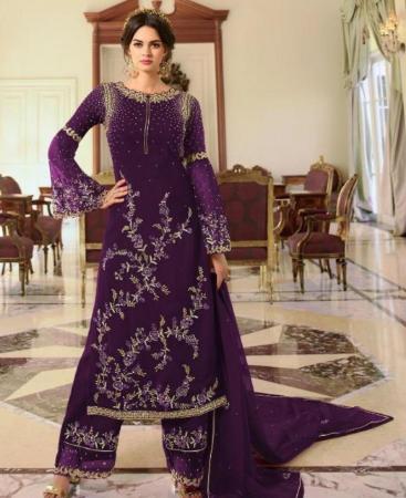 Picture of Charming Purple Straight Cut Salwar Kameez