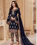 Picture of Lovely Navy Blue Straight Cut Salwar Kameez