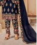 Picture of Lovely Navy Blue Straight Cut Salwar Kameez