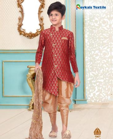 Picture of Enticing Red Kids Kurta Pyjama