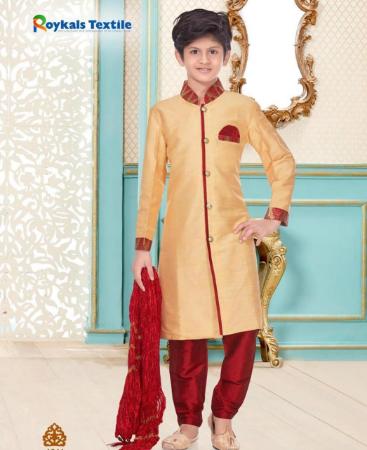 Picture of Radiant Cream Gold Kids Kurta Pyjama