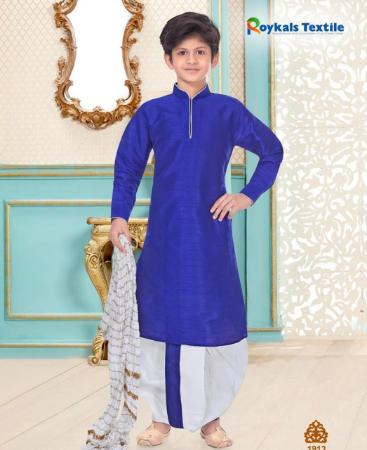 Picture of Bewitching Royal Blue Kids Kurta Pyjama