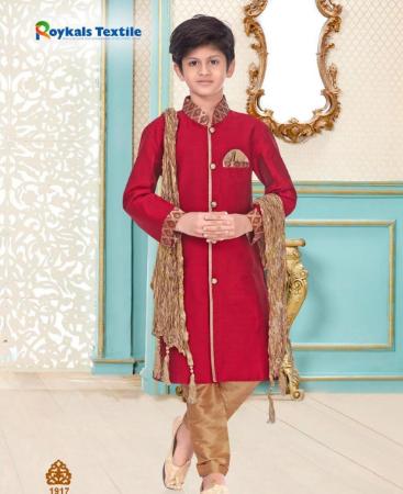 Picture of Shapely Tomato Red Kids Kurta Pyjama