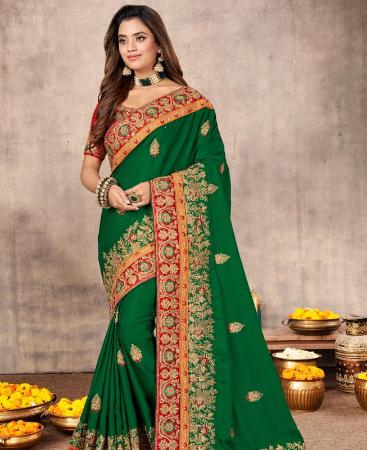 Picture of Amazing Perot Green Designer Saree