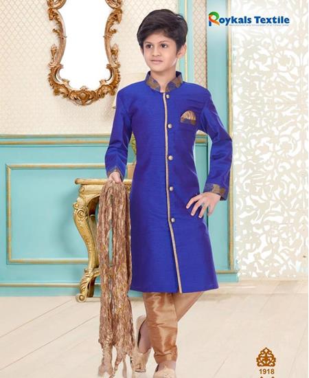 Picture of Sightly Royal Blue Kids Kurta Pyjama