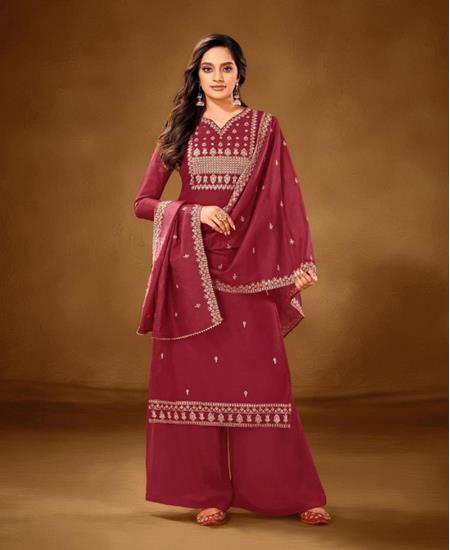 Picture of Graceful Maroon Straight Cut Salwar Kameez