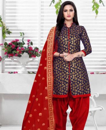 Picture of Grand Navy Blue Straight Cut Salwar Kameez