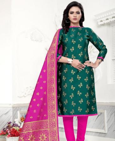 Picture of Well Formed Green Straight Cut Salwar Kameez