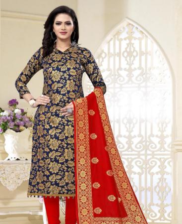 Picture of Radiant Navy Blue Straight Cut Salwar Kameez