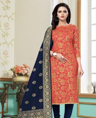 Picture of Magnificent Peach Straight Cut Salwar Kameez