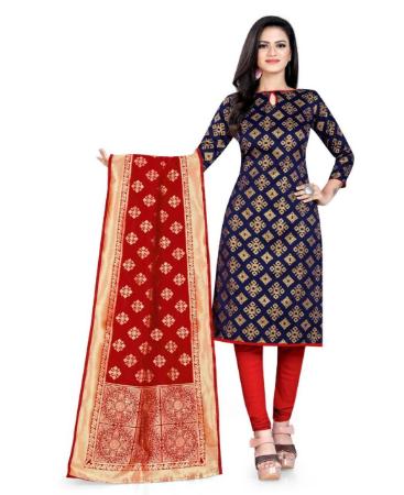 Picture of Elegant Navy Blue Straight Cut Salwar Kameez