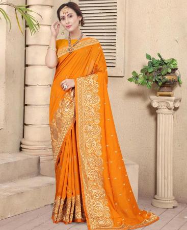 Picture of Fascinating Mustred Silk Saree